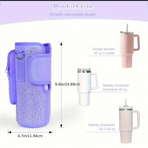 Hold your 40oz handle tumbler!! Beautiful CZs everywhere!! Only one in stock!! - Picture 3 of 4